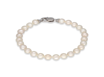 Perlový náramek s karabinou - perly 6-7mm